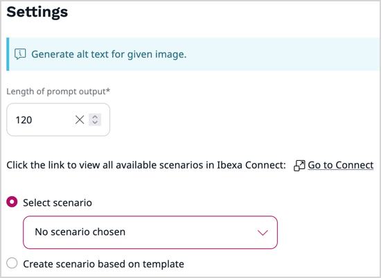 Ibexa Connect scenario selection